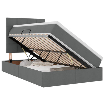 Bett mit Stauraum und LED Dunkelgrau 120 x 200 cm Polyester