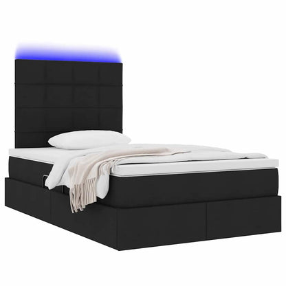 Bett mit Stauraum und LED Schwarz 120 x 200 cm Polyester