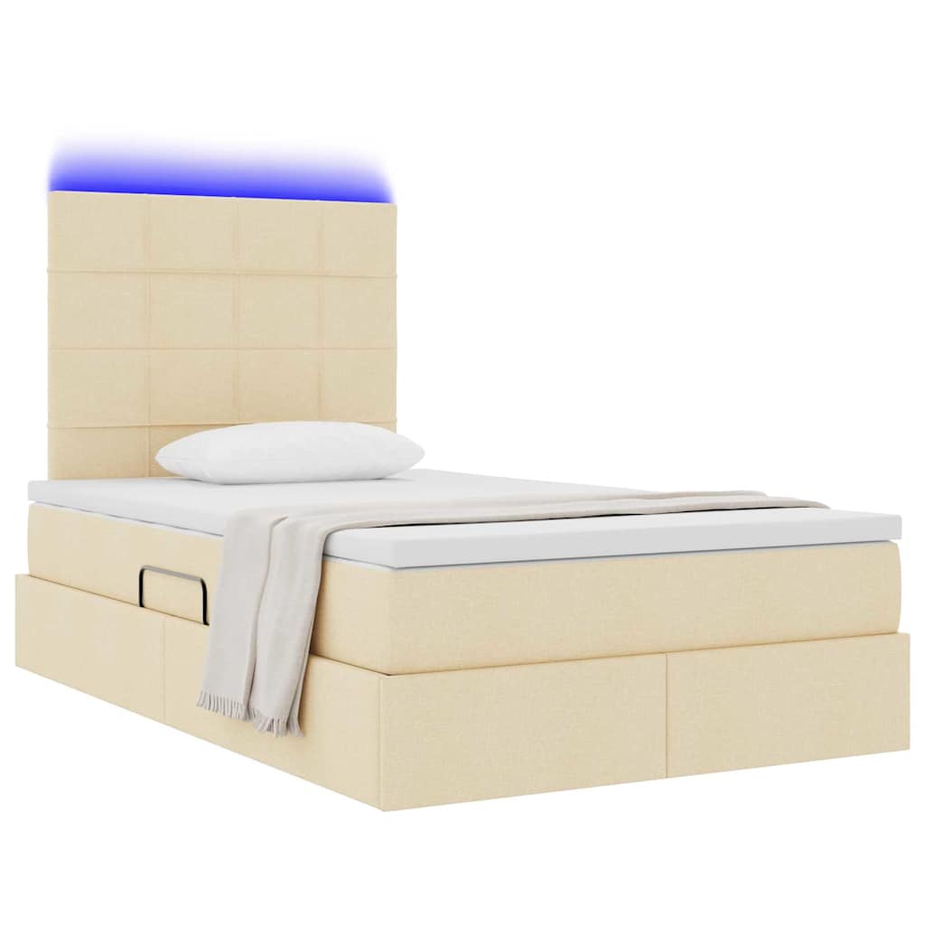 Bett mit Stauraum und LED mit LED Creme 120 x 200 cm Polyester