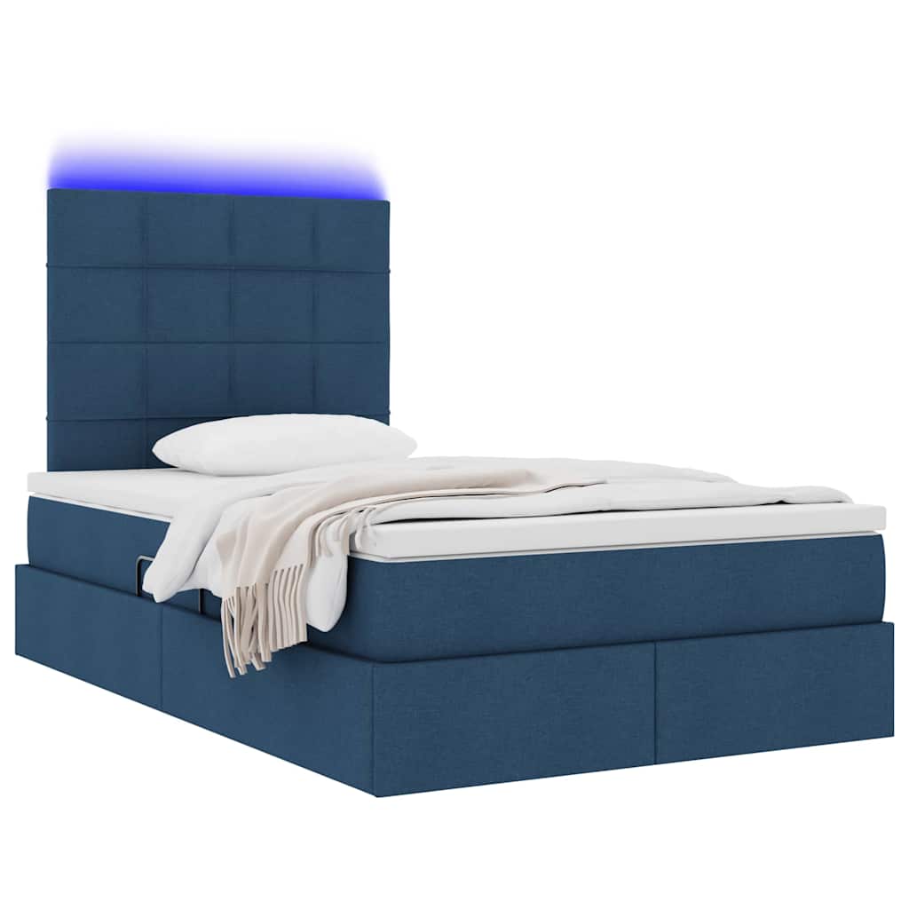 Bett mit Stauraum und LED mit LED Blau 120 x 200 cm Polyester