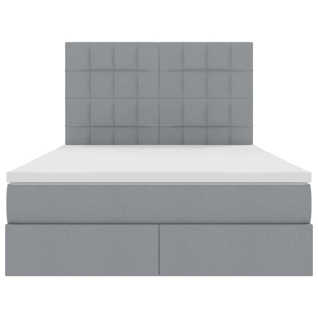 Bett mit Stauraum und LED Hellgrau 140 x 190 cm Polyester