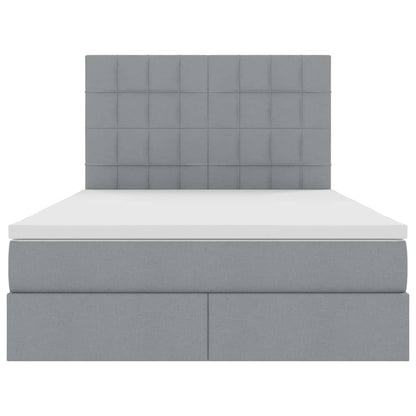 Bett mit Stauraum und LED Hellgrau 140 x 190 cm Polyester