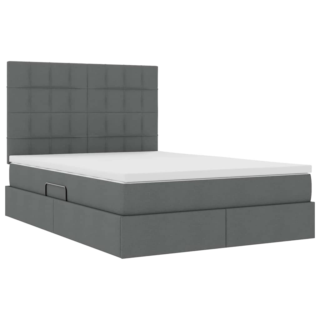 vidaXL Bett mit Stauraum und LED Dunkelgrau 140 x 190 cm Polyester