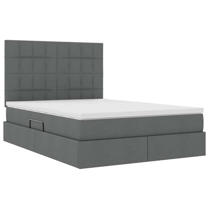 vidaXL Bett mit Stauraum und LED Dunkelgrau 140 x 190 cm Polyester