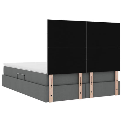 vidaXL Bett mit Stauraum und LED Dunkelgrau 140 x 190 cm Polyester