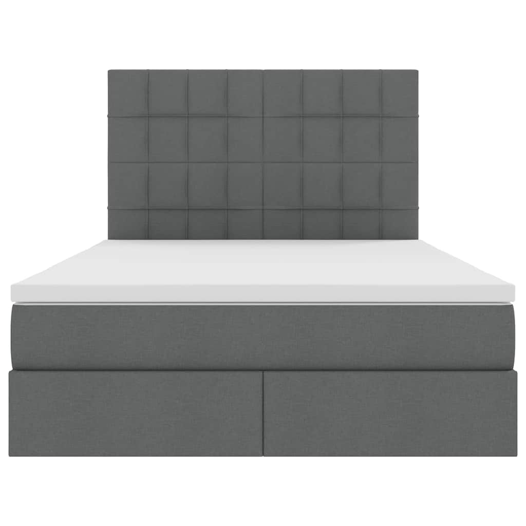 vidaXL Bett mit Stauraum und LED Dunkelgrau 140 x 190 cm Polyester