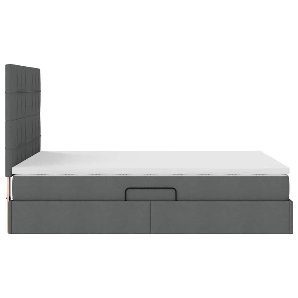 vidaXL Bett mit Stauraum und LED Dunkelgrau 140 x 190 cm Polyester