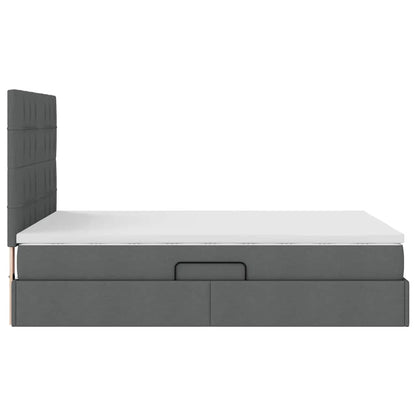 vidaXL Bett mit Stauraum und LED Dunkelgrau 140 x 190 cm Polyester