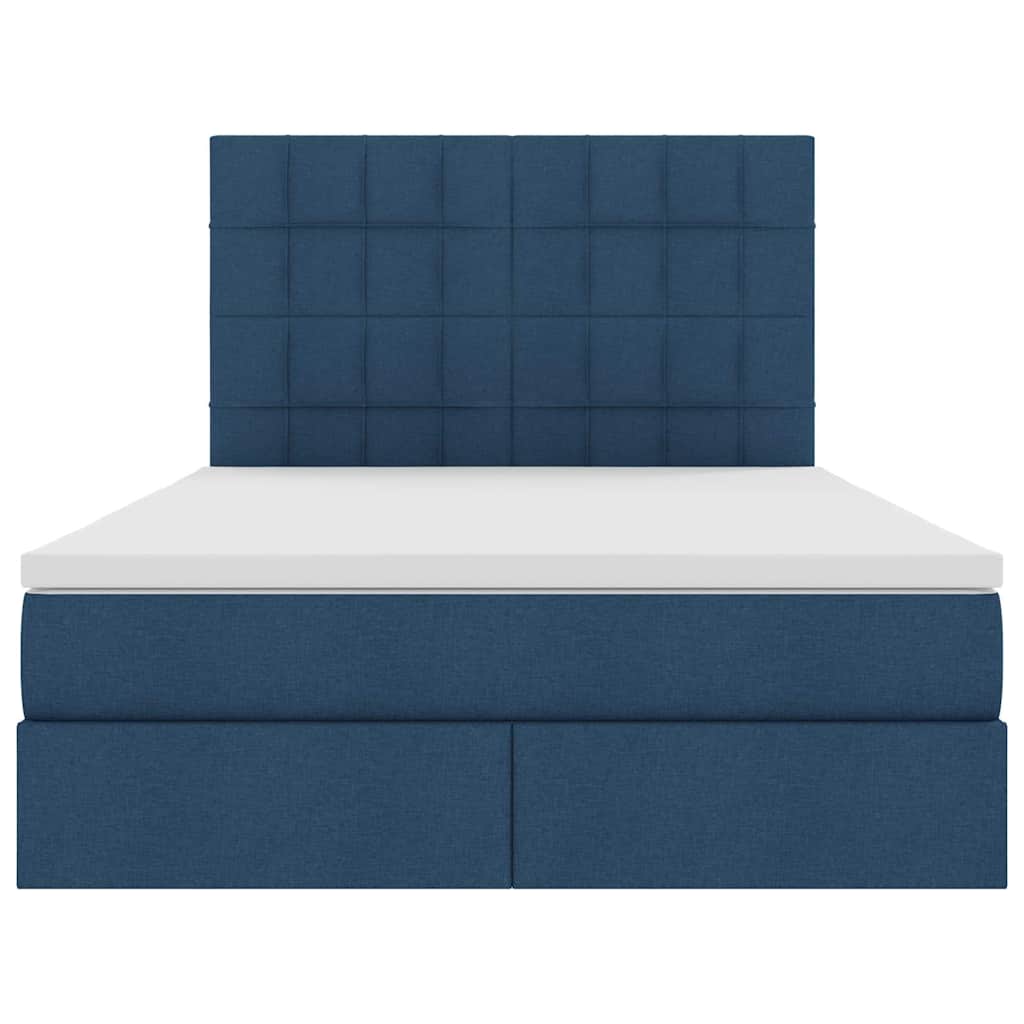 Bett mit Stauraum und LED mit LED Blau 140 x 190 cm Polyester