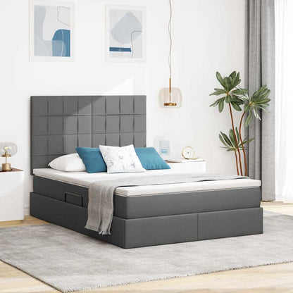 Bett mit Stauraum und LED Dunkelgrau 140 x 200 cm Polyester