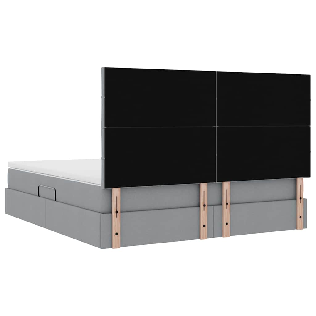 vidaXL Bett mit Stauraum und LED Hellgrau 160 x 200 cm Polyester