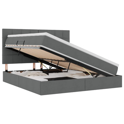 Bett mit Stauraum und LED Dunkelgrau 160 x 200 cm Polyester