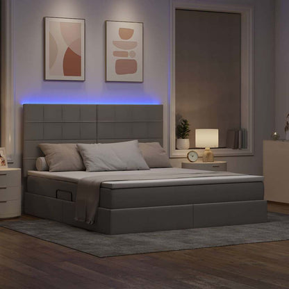 vidaXL Bett mit Stauraum und LED mit LED Taupe 160 x 200 cm Polyester
