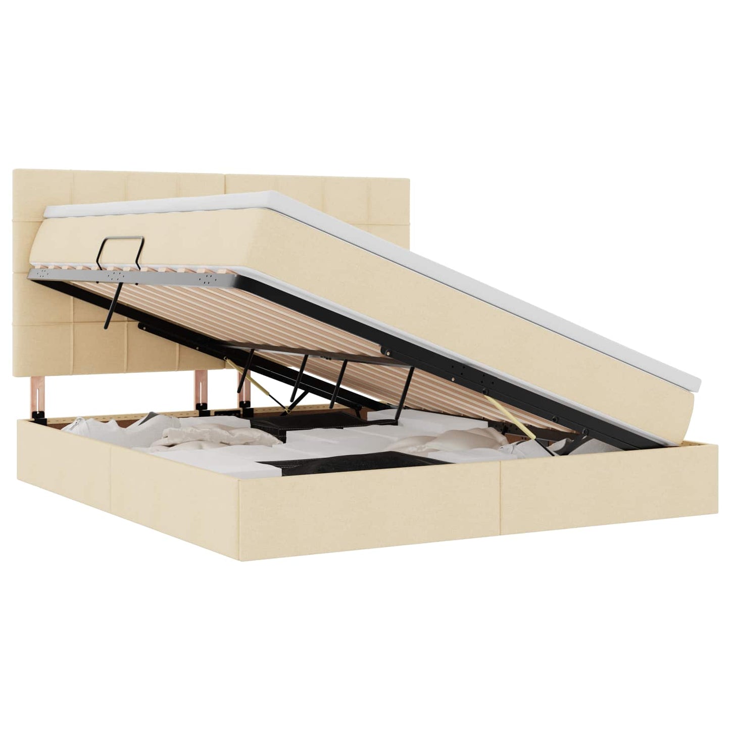 vidaXL Bett mit Stauraum und LED mit LED Creme 160 x 200 cm Polyester