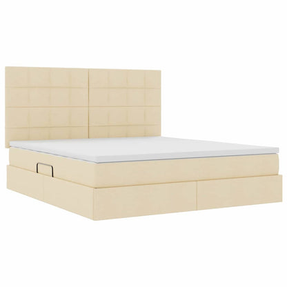 vidaXL Bett mit Stauraum und LED mit LED Creme 160 x 200 cm Polyester