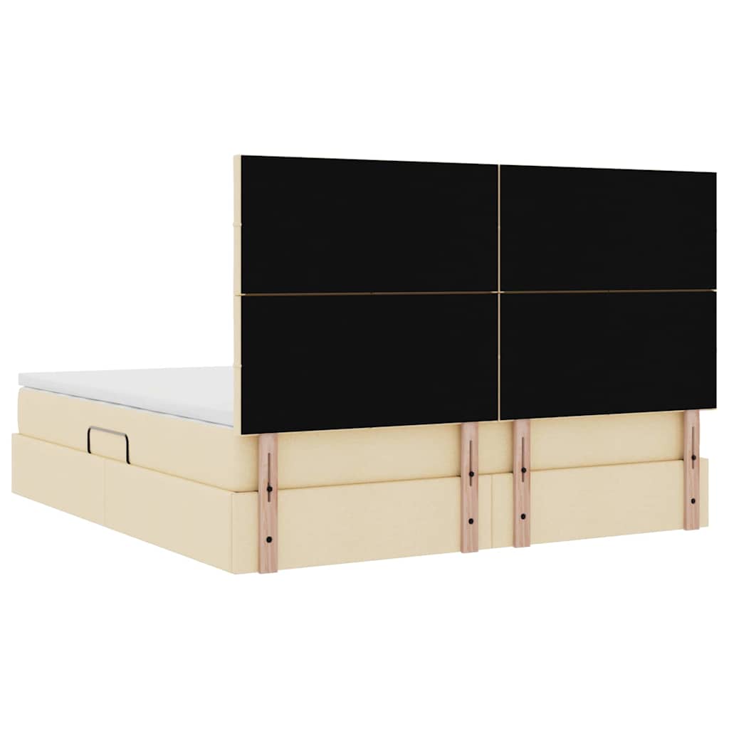 vidaXL Bett mit Stauraum und LED mit LED Creme 160 x 200 cm Polyester