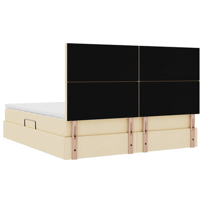 vidaXL Bett mit Stauraum und LED mit LED Creme 160 x 200 cm Polyester