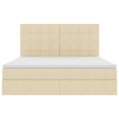 vidaXL Bett mit Stauraum und LED mit LED Creme 160 x 200 cm Polyester