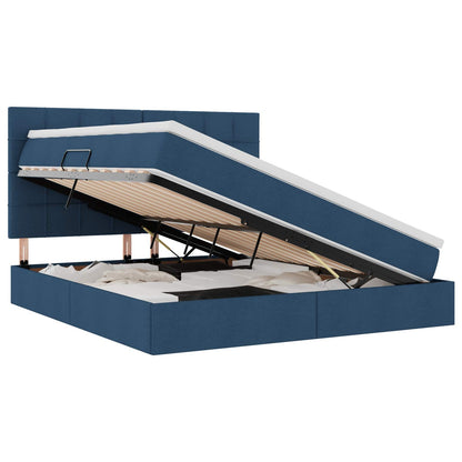 Bett mit Stauraum und LED mit LED Blau 160 x 200 cm Polyester