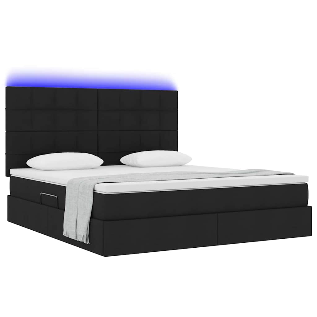 Bett mit Stauraum und LED Schwarz 180 x 200 cm Polyester