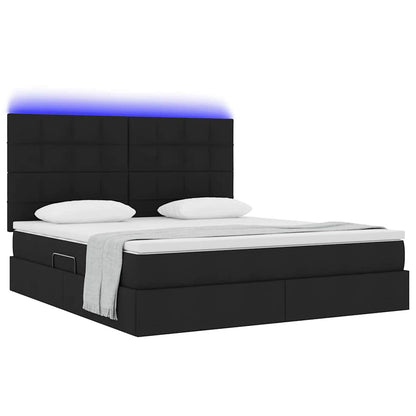 Bett mit Stauraum und LED Schwarz 180 x 200 cm Polyester