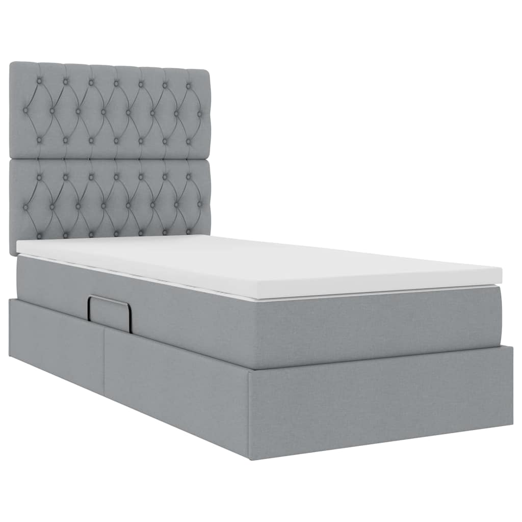 vidaXL Bett mit Stauraum und LED Hellgrau 100 x 200 cm Polyester
