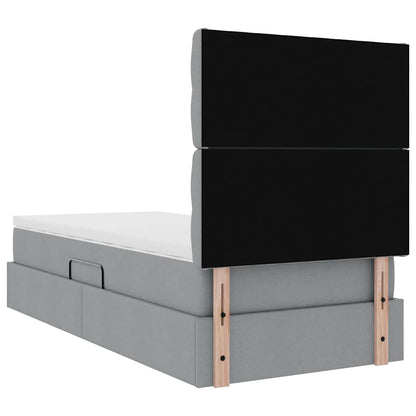 vidaXL Bett mit Stauraum und LED Hellgrau 100 x 200 cm Polyester