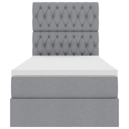 vidaXL Bett mit Stauraum und LED Hellgrau 100 x 200 cm Polyester
