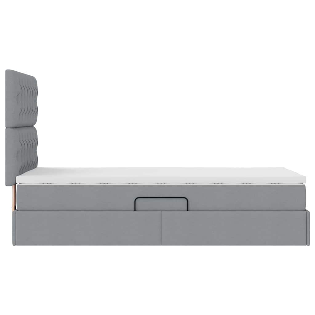 vidaXL Bett mit Stauraum und LED Hellgrau 100 x 200 cm Polyester