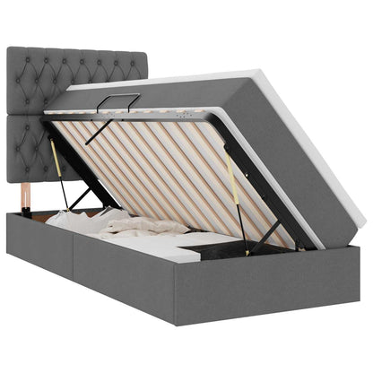 Bett mit Stauraum und LED Dunkelgrau 100 x 200 cm Polyester
