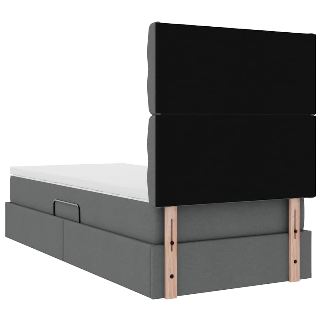 vidaXL Bett mit Stauraum und LED Dunkelgrau 100 x 200 cm Polyester