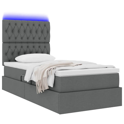 Bett mit Stauraum und LED Dunkelgrau 100 x 200 cm Polyester
