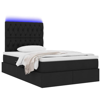 Bett mit Stauraum und LED Schwarz 120 x 190 cm Polyester