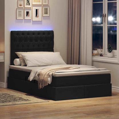 vidaXL Bett mit Stauraum und LED Schwarz 120 x 200 cm Polyester