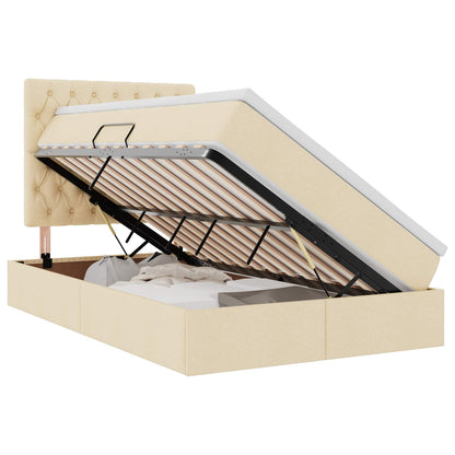 Bett mit Stauraum und LED mit LED Creme 120 x 200 cm Polyester