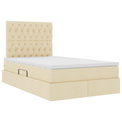 Bett mit Stauraum und LED mit LED Creme 120 x 200 cm Polyester