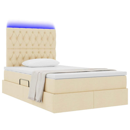 Bett mit Stauraum und LED mit LED Creme 120 x 200 cm Polyester