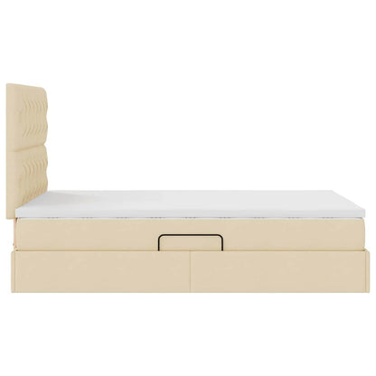 Bett mit Stauraum und LED mit LED Creme 120 x 200 cm Polyester