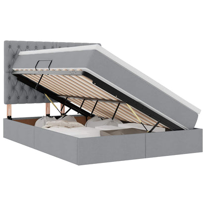 Bett mit Stauraum und LED Hellgrau 140 x 190 cm Polyester