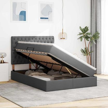 vidaXL Bett mit Stauraum und LED Dunkelgrau 140 x 190 cm Polyester