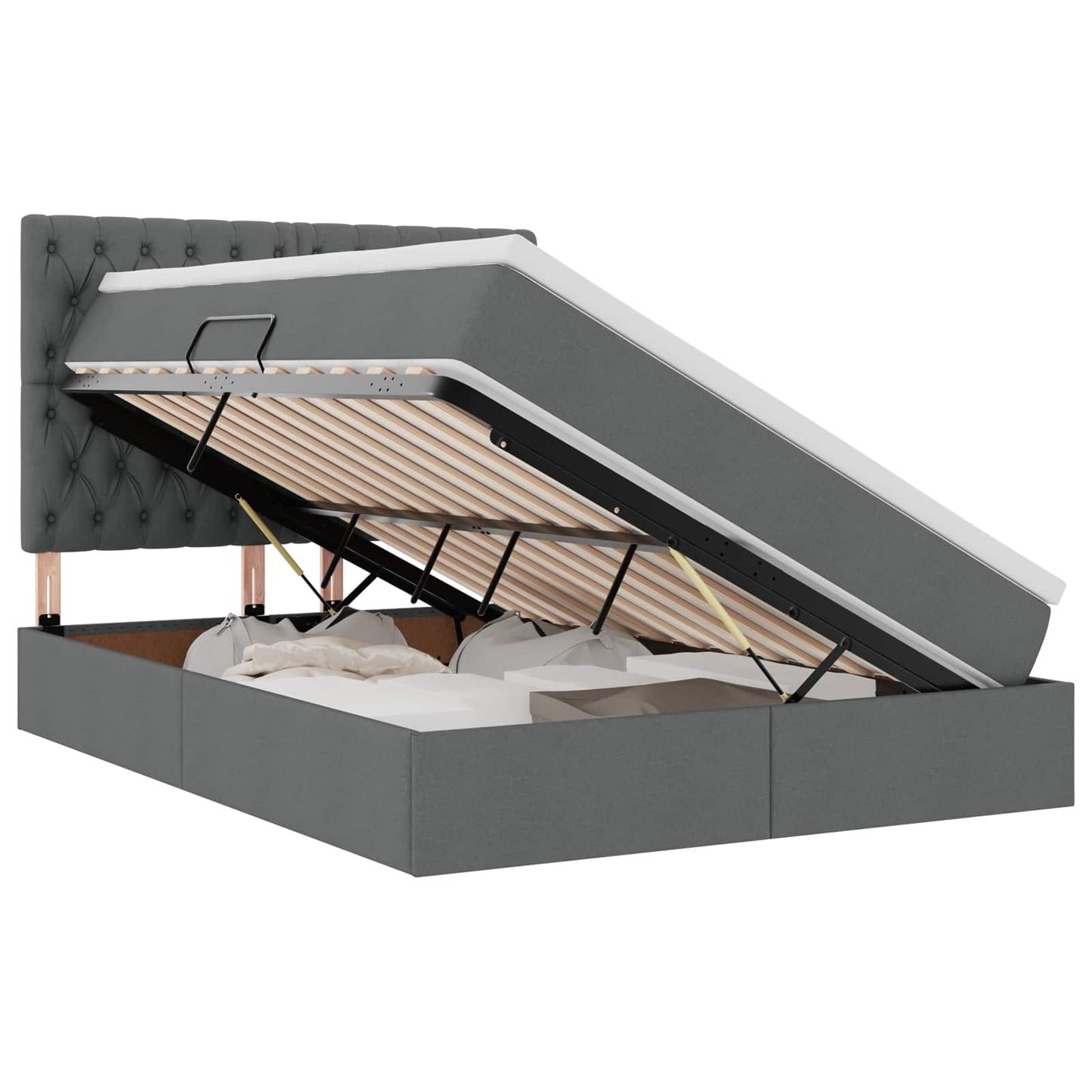 vidaXL Bett mit Stauraum und LED Dunkelgrau 140 x 190 cm Polyester