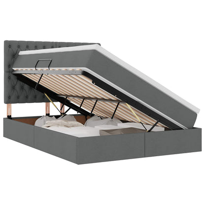 vidaXL Bett mit Stauraum und LED Dunkelgrau 140 x 190 cm Polyester
