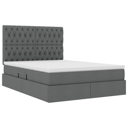 vidaXL Bett mit Stauraum und LED Dunkelgrau 140 x 190 cm Polyester