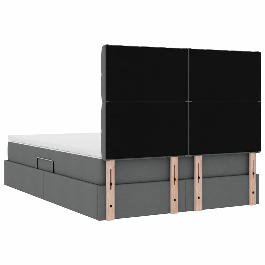 vidaXL Bett mit Stauraum und LED Dunkelgrau 140 x 190 cm Polyester