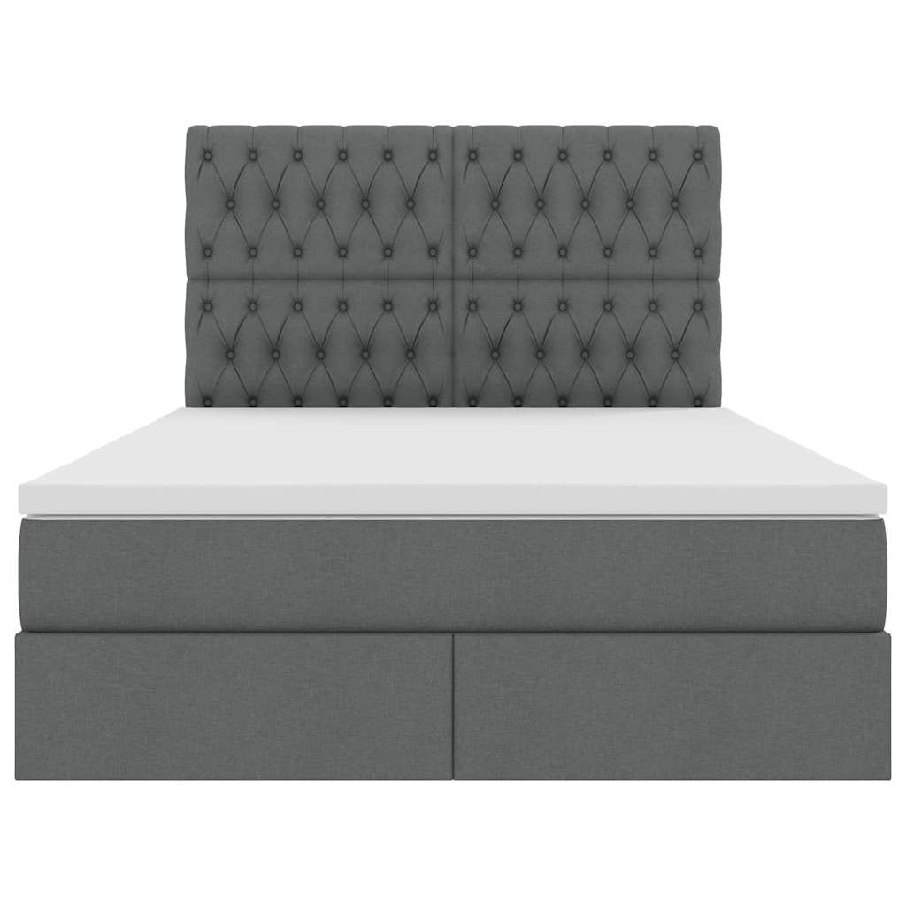 vidaXL Bett mit Stauraum und LED Dunkelgrau 140 x 190 cm Polyester