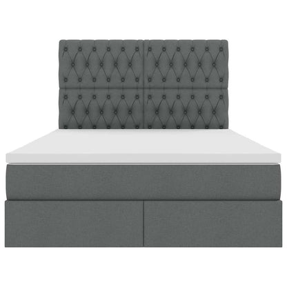 vidaXL Bett mit Stauraum und LED Dunkelgrau 140 x 190 cm Polyester