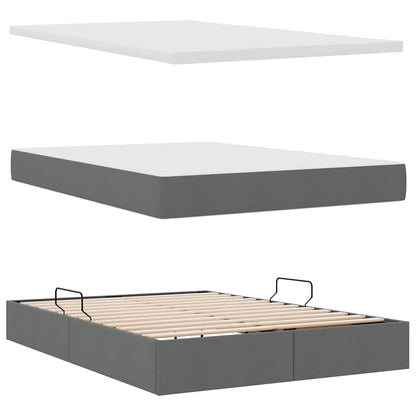 vidaXL Bett mit Stauraum und LED Dunkelgrau 140 x 190 cm Polyester