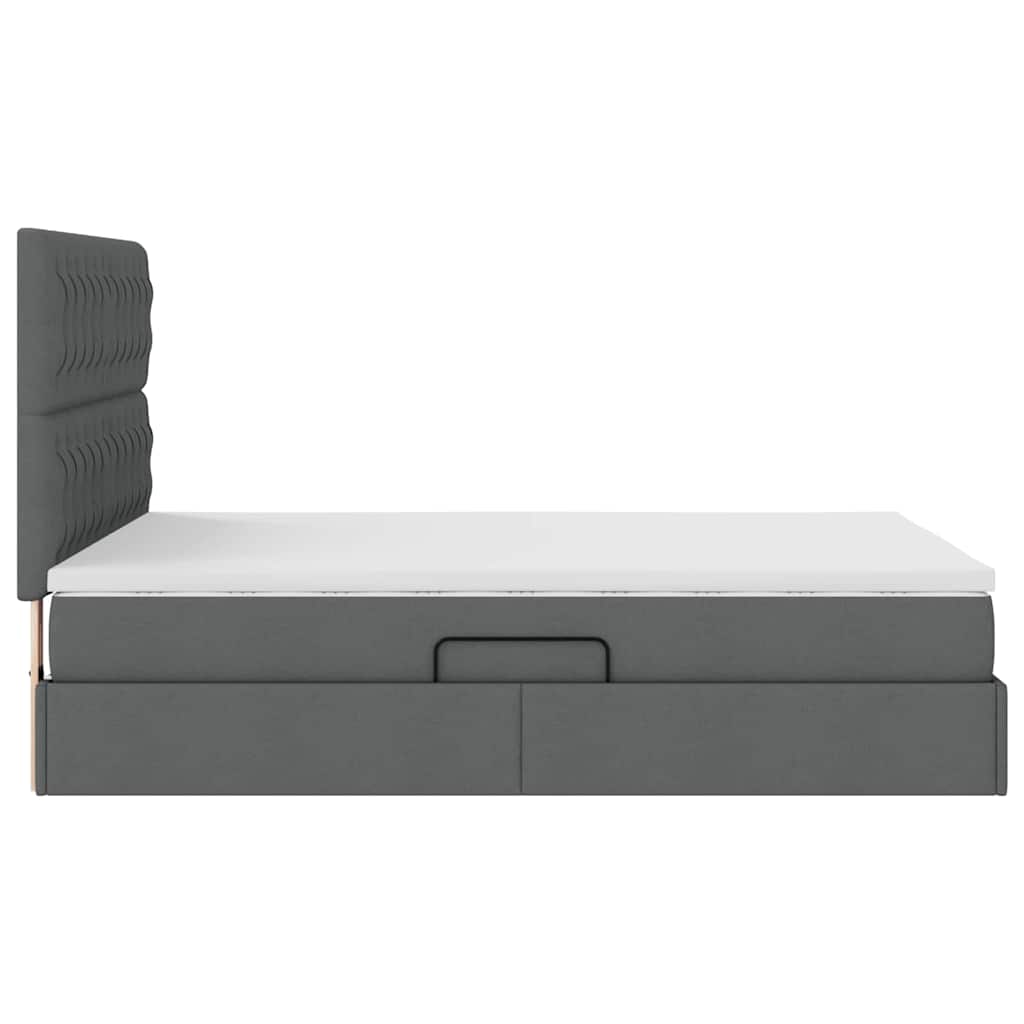 vidaXL Bett mit Stauraum und LED Dunkelgrau 140 x 190 cm Polyester