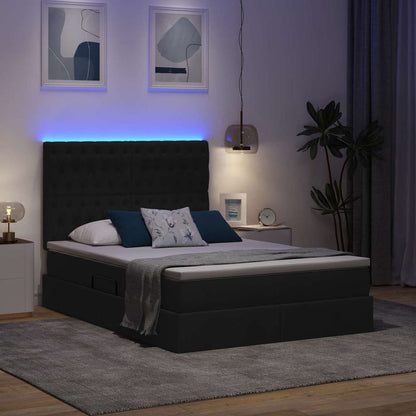 Bett mit Stauraum und LED Schwarz 140 x 190 cm Polyester