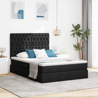 Bett mit Stauraum und LED Schwarz 140 x 190 cm Polyester